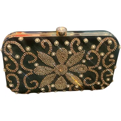 Carrier Co. Women's Floral Velvet Clutch Bag In Green