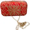 Carrier Co. Women's Floral Velvet Clutch Bag In Red In Red