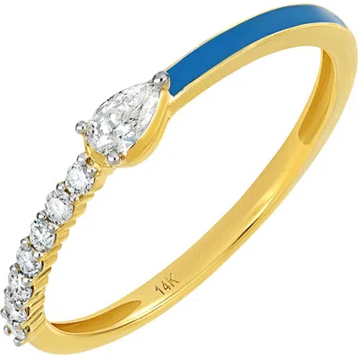 Carriere Jewelry Carrière Jewelry Diamond & Dark Blue Enamel Ring In Gold