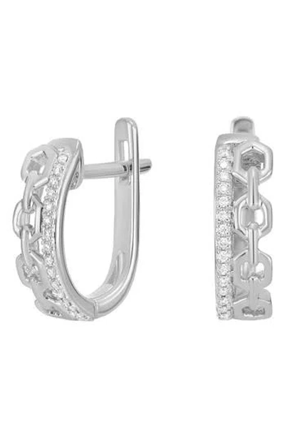 Carriere Jewelry Carrière Jewelry Diamond & Link Huggie Hoop Earrings In Metallic