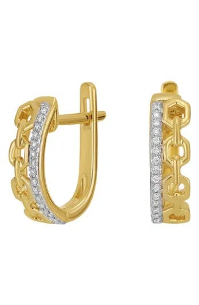 Carriere Jewelry Carrière Jewelry Diamond & Link Huggie Hoop Earrings In Gold