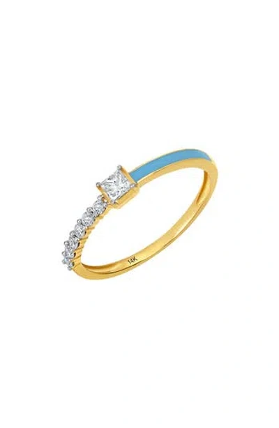 Carriere Jewelry Carrière Jewelry Diamond & Sky Blue Enamel Ring In 14k Yellow Gold/blue