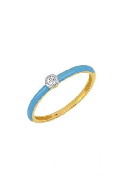 Carriere Jewelry Carrière Jewelry Diamond & Sky Blue Enamel Ring In 14k Yellow Gold/sky Blue