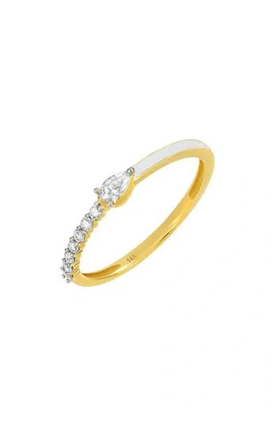Carriere Jewelry Carrière Jewelry Diamond & White Enamel Ring In 14k Yellow Gold
