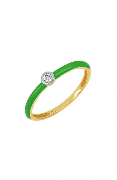 Carriere Jewelry Carrière Jewelry Diamond Green Enamel Stackable Ring In 14k Yellow Gold