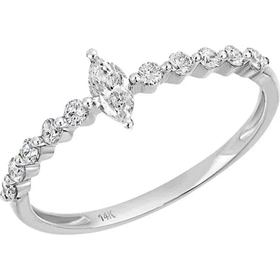 Carriere Jewelry Carrière Jewelry Marquise Center Diamond Ring In 14k White Gold