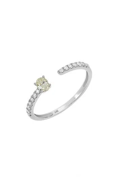 Carriere Jewelry Carrière Jewelry Oval Center Diamond Cuff Ring In 14k White Gold