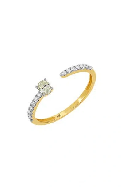 Carriere Jewelry Carrière Jewelry Oval Center Diamond Cuff Ring In 14k Yellow Gold