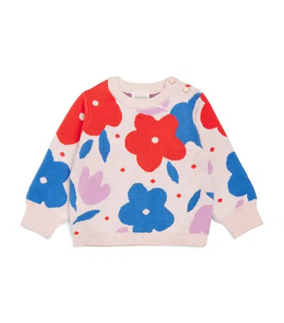 Carrèment Beau Kids' Carrement Beau Cotton Floral Sweater (6 Months) In Pink