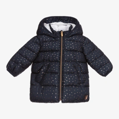 Carrèment Beau Babies' Girls Blue & Gold Dot Puffer Coat