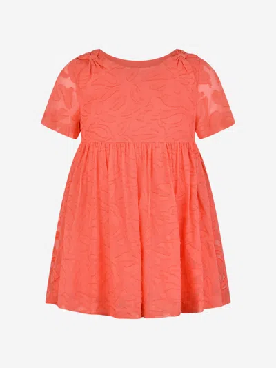 Carrèment Beau Kids' Girls Dress - Apricot Silk & Cotton Dress 10 Yrs Orange