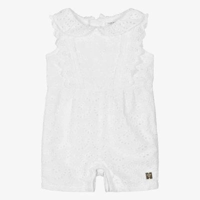 Carrèment Beau Kids' Girls White Broderie Anglaise Playsuit