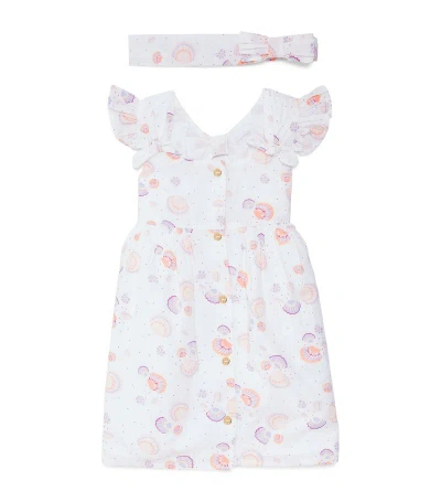 Carrèment Beau Carrement Beau Printed Dress And Headband Set (6-18 Months) In White