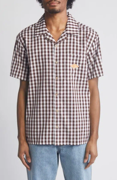Carrots By Anwar Carrots Badge Gingham Camp Shirt In Brown