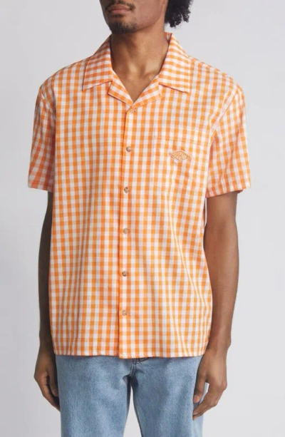 Carrots By Anwar Carrots Badge Gingham Camp Shirt In Orange