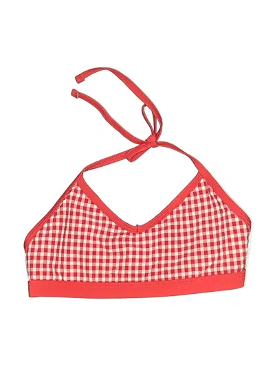 Pre-owned Carry Back Swimsuit Top Red Checkered/gingham Pattern Swimwear