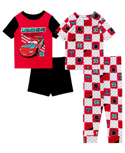 Cars Babies' Boys' Toddler 2t-4t Mcqueen Graphic Tops, Shorts, And Pants, 4-piece Pajama Set In Multi