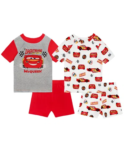 Cars Babies' Toddler Boys' 2t-4t Printed Short-sleeve T-shirt & Shorts, 4-piece Set In Red