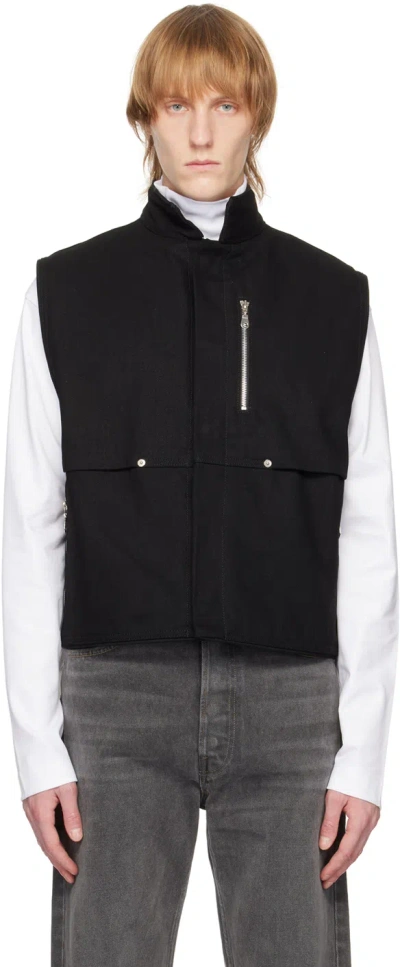 Carson Wach Black Paneled Vest In Raw Black