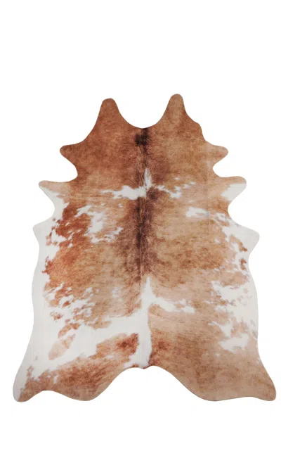 Carstens Light Brindle Small Faux Cowhide Rug In Brown