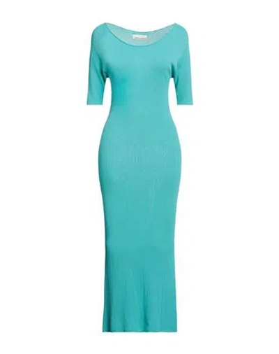 Carta Libera Woman Midi Dress Turquoise Size 1 Viscose, Polyamide In Blue
