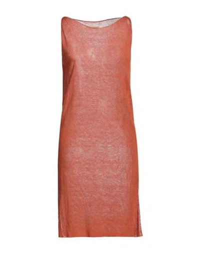 Carta Libera Woman Mini Dress Rust Size 1 Linen, Polyamide In Red
