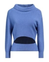 Carta Libera Woman Turtleneck Blue Size 2 Viscose, Polyester, Polyamide