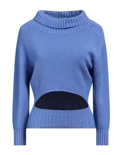 Carta Libera Woman Turtleneck Blue Size 2 Viscose, Polyester, Polyamide