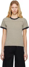 Carter Young Beige & Navy Striped Football T-shirt In Navy Stripe