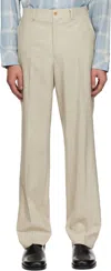 Carter Young Beige Flat Front Trousers In Silver Sage