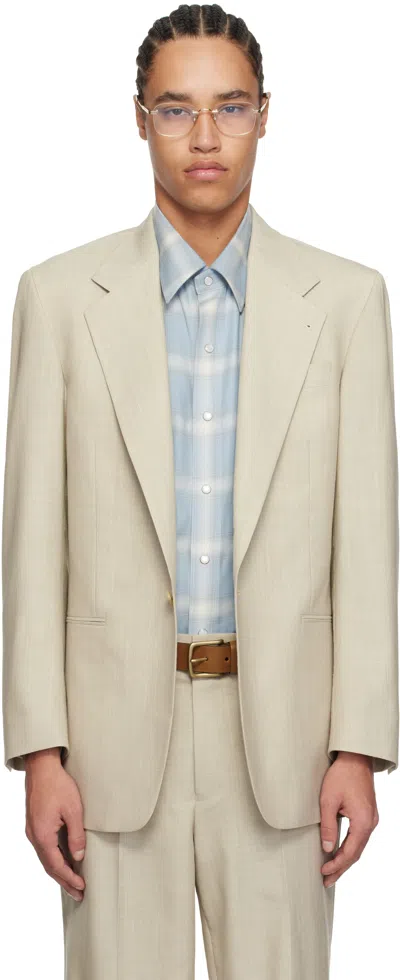 Carter Young Beige Single Breasted Blazer In Silver Sage