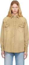 Carter Young Beige Western Denim Shirt In Larkin Wash