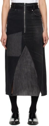Carter Young Black Re-worked Denim Maxi Skirt In Black Washes