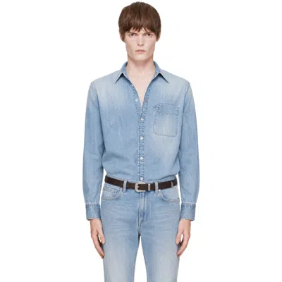 Carter Young ブルー Denim Business シャツ In Beach Wash