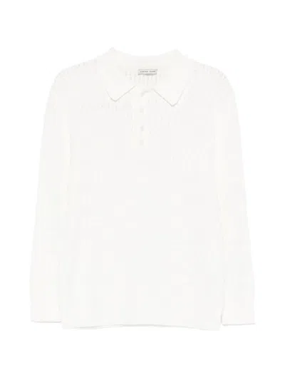 Carter Young Cable-knit Polo Shirt In White