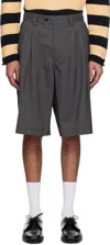 Carter Young Gray Roy Pleated Shorts In Iron Check