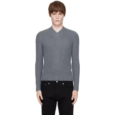 Carter Young グレー Wool Lounger V-neck セーター In Gray