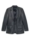 Carter Young Navy Single Breasted Leather Blazer In Blue