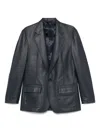 Carter Young Navy Single Breasted Leather Blazer In Blue