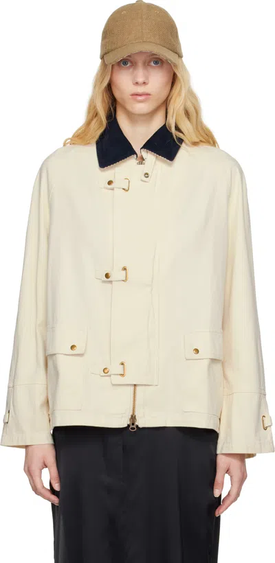 Carter Young Off-white Newman Chore Coat In Birch/deep Navy