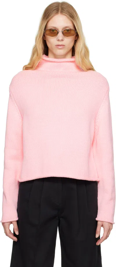 Carter Young Pink Solid Roll Neck Jumper In Blush