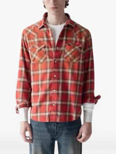 Carter Young Plaid Flannel Western Shirt In Red