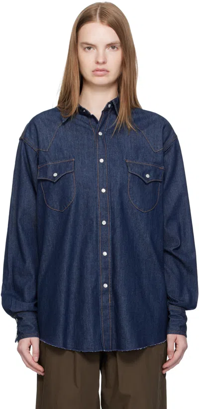 Carter Young Ssense Exclusive Blue Denim Western Shirt In Purple
