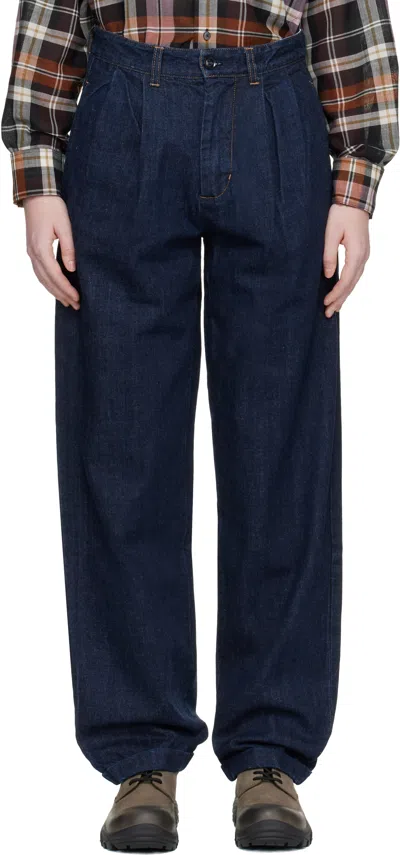 Carter Young Ssense Exclusive Blue Washed Pleated Jeans In Purple