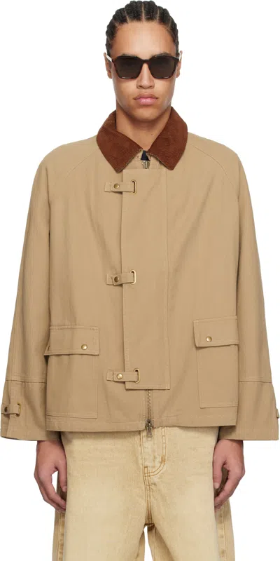 Carter Young Ssense Exclusive Khaki Newman Buckle Jacket In Tan/brown