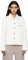 Carter Young Ssense Exclusive White Arch Denim Jacket In Natural Denim