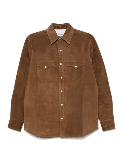 Carter Young Suede Shirt In Brown