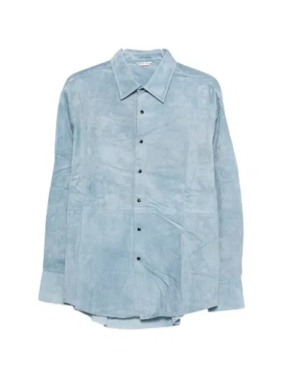 Carter Young Suede Western Shirt In Blue