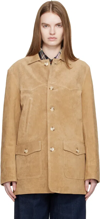 Carter Young Tan Chicago Suede Jacket In Sand