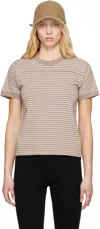 Carter Young Taupe & Off-white Striped Football T-shirt In Tan Stripe